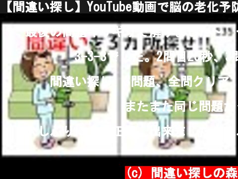 【間違い探し】YouTube動画で脳の老化予防！3つのまちがいを探し出せ【高齢者向け】  (c) 間違い探しの森
