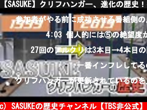 【SASUKE】クリフハンガー、進化の歴史！指先だけで進む3rdステージの名物エリア  (c) SASUKEの歴史チャンネル【TBS非公式】