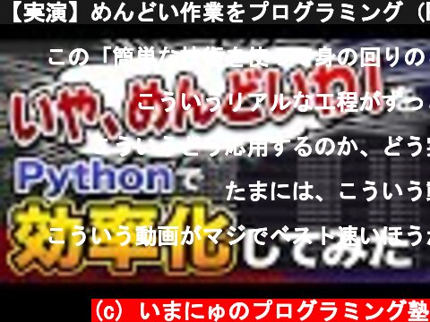 【実演】めんどい作業をプログラミング（Python）で効率化する過程をお見せします  (c) いまにゅのプログラミング塾