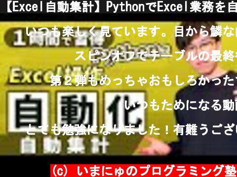 【Excel自動集計】PythonでExcel業務を自動化したい人がまず見る動画 part2  (c) いまにゅのプログラミング塾