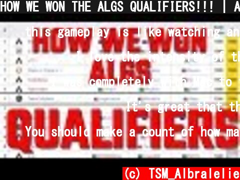 HOW WE WON THE ALGS QUALIFIERS!!! | Albralelie  (c) TSM_Albralelie