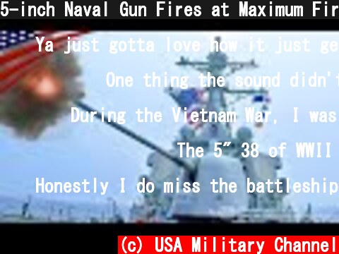 5-inch Naval Gun Fires at Maximum Fire Rate (20 Rounds & 13 Rounds)  (c) USA Military Channel