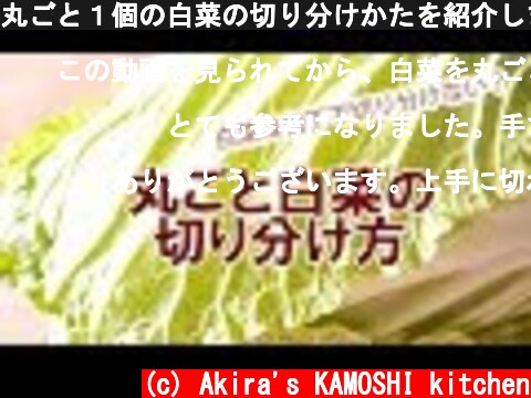 丸ごと１個の白菜の切り分けかたを紹介します  (c) Akira's KAMOSHI kitchen