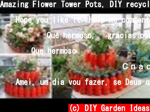 Amazing Flower Tower Pots, DIY recycle plastic bottles for small space | garden ideas  (c) DIY Garden Ideas