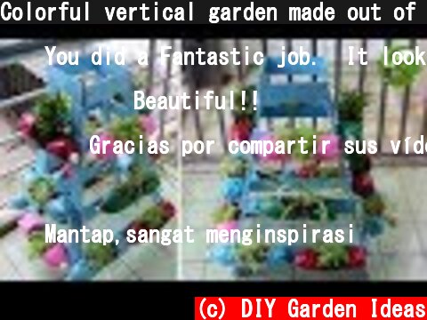 Colorful vertical garden made out of recycled Plastic bottles | Garden ideas  (c) DIY Garden Ideas