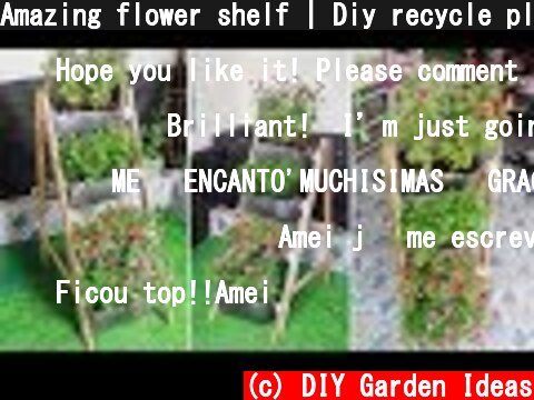 Amazing flower shelf | Diy recycle plastic bottles and wooden into flower stand wooden shelf  (c) DIY Garden Ideas