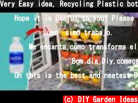 Very Easy idea, Recycling Plastic bottles & Wood into Hanging garden Pots  (c) DIY Garden Ideas