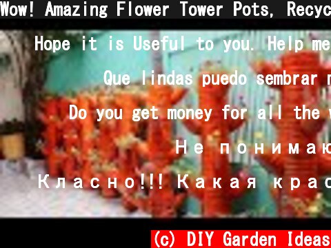 Wow! Amazing Flower Tower Pots, Recycled from Plastic bottles for Garden  (c) DIY Garden Ideas