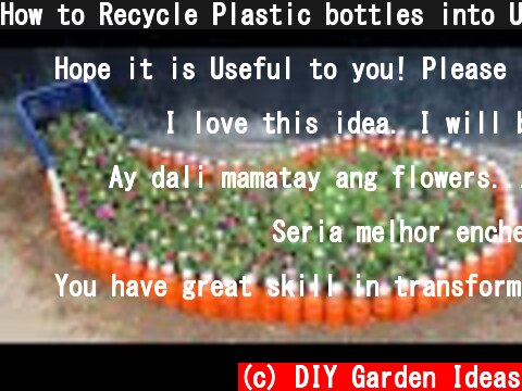 How to Recycle Plastic bottles into Unique Spilled Flower Pot  (c) DIY Garden Ideas