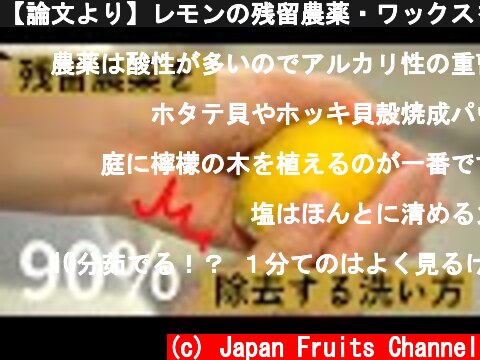 【論文より】レモンの残留農薬・ワックスを落とす方法！レモンの洗い方。  (c) Japan Fruits Channel