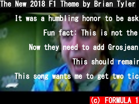 The New 2018 F1 Theme by Brian Tyler  (c) FORMULA 1