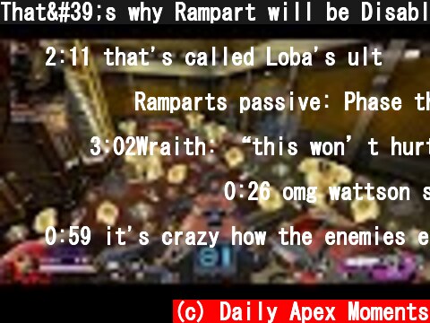 That's why Rampart will be Disabled soon 😂  (c) Daily Apex Moments