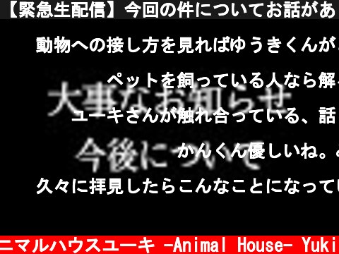 【緊急生配信】今回の件についてお話があります。  (c) アニマルハウスユーキ -Animal House- Yuki