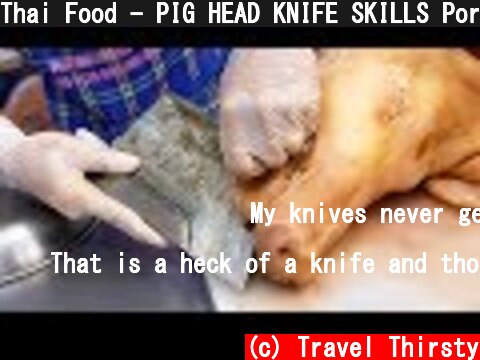 Thai Food - PIG HEAD KNIFE SKILLS Pork Stir Fry Aoywaan Bangkok Thailand  (c) Travel Thirsty