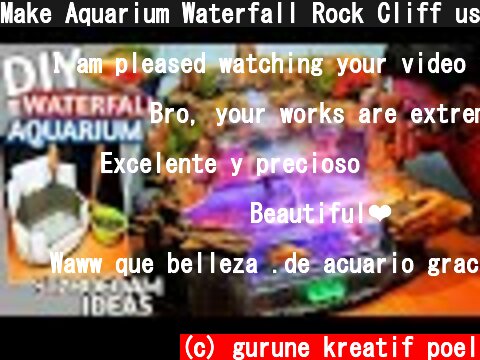 Make Aquarium Waterfall Rock Cliff using Styrofoam - YOU MUST TRY THIS CREATIVE IDEAS AT HOME  (c) gurune kreatif poel