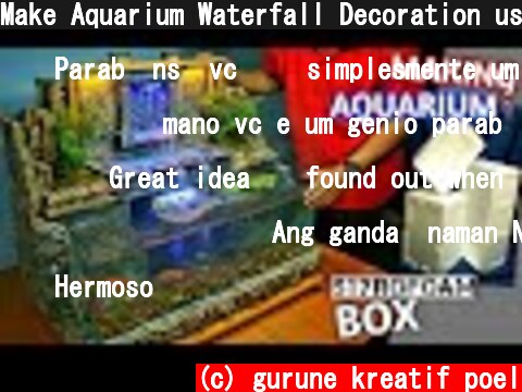 Make Aquarium Waterfall Decoration using Styrofoam Box  - MINI WATERFALL GARDEN / DIORAMA  (c) gurune kreatif poel
