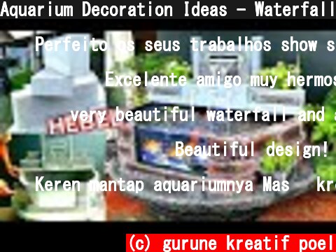 Aquarium Decoration Ideas - Waterfall Aquarium Decoration From Cement And Light Brick  (c) gurune kreatif poel
