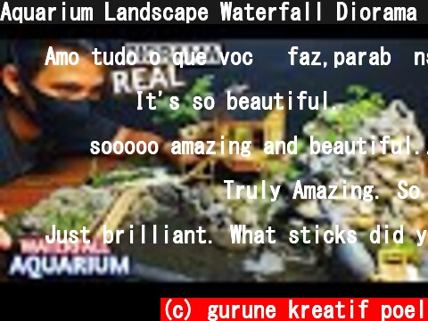 Aquarium Landscape Waterfall Diorama from Gravel and A Plastic Tray  (c) gurune kreatif poel