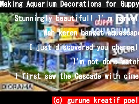 Making Aquarium Decorations for Guppy Fish - MINI AQUARIUM DIORAMA FROM CARDBOARD BOXES  (c) gurune kreatif poel