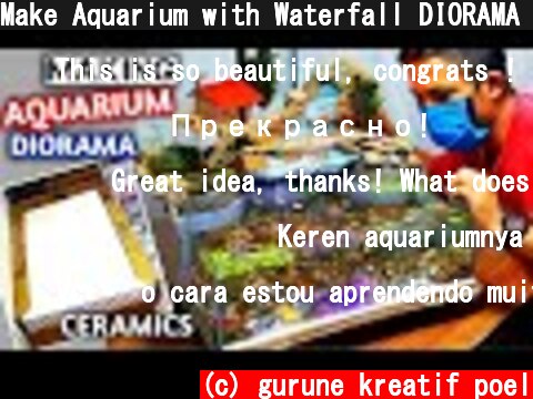 Make Aquarium with Waterfall DIORAMA Rock Mountains using Floor Tiles  (c) gurune kreatif poel