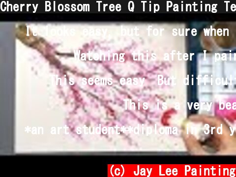 Cherry Blossom Tree Q Tip Painting Technique | Acrylic Painting  (c) Jay Lee Painting