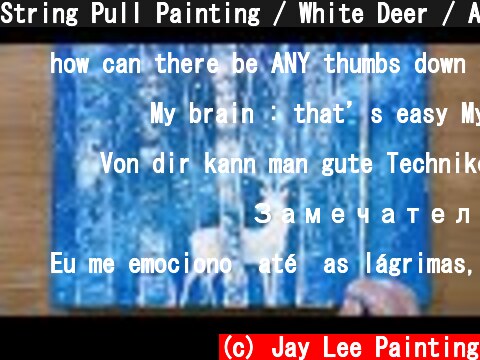 String Pull Painting / White Deer / Acrylic Painting Technique  (c) Jay Lee Painting