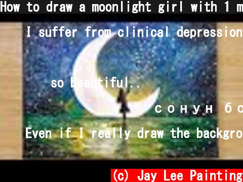How to draw a moonlight girl with 1 million stars / Acrylic painting technique  (c) Jay Lee Painting