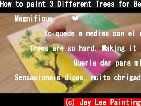 How to paint 3 Different Trees for Beginners / Simple Acrylic Painting Techniques  (c) Jay Lee Painting