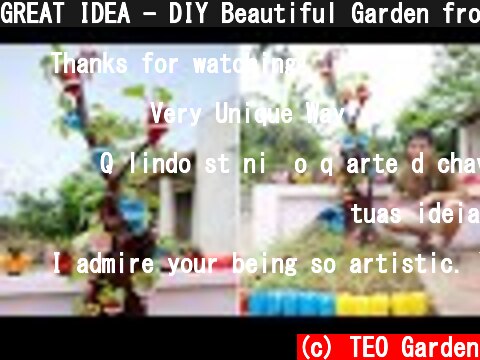 GREAT IDEA - DIY Beautiful Garden from Dry Stump and Plastic Bottles  (c) TEO Garden