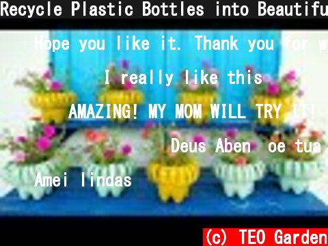 Recycle Plastic Bottles into Beautiful Flower Pots for Your Garden | TEO Garden  (c) TEO Garden