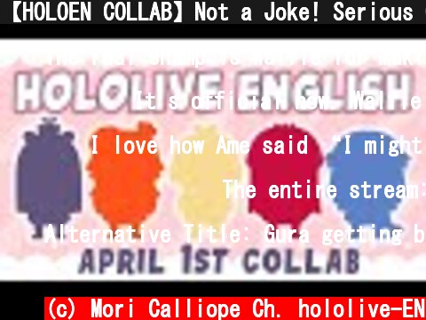 【HOLOEN COLLAB】Not a Joke! Serious Outfit Reveal on April the 1st #yurumyth #hololiveEnglish  (c) Mori Calliope Ch. hololive-EN