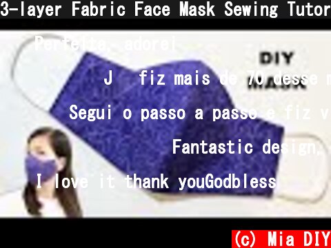 3-layer Fabric Face Mask Sewing Tutorial | How to make a face mask with filter pocket  (c) Mia DIY
