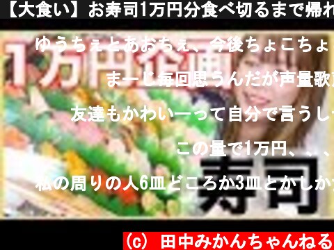 【大食い】お寿司1万円分食べ切るまで帰れま10！【一万円企画】  (c) 田中みかんちゃんねる
