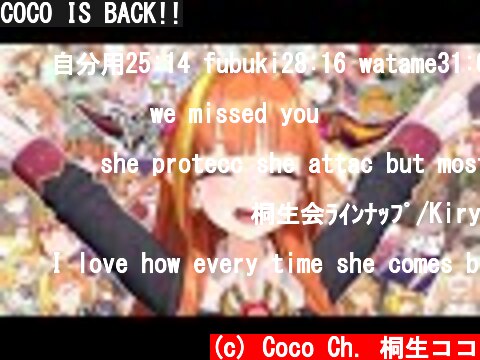 COCO IS BACK!!  (c) Coco Ch. 桐生ココ
