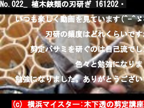 No.022_ 植木鋏類の刃研ぎ 161202・  (c) 横浜マイスター:木下透の剪定講座