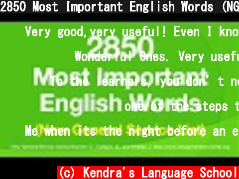 2850 Most Important English Words (NGSL) - With definitions in easy English  (c) Kendra's Language School