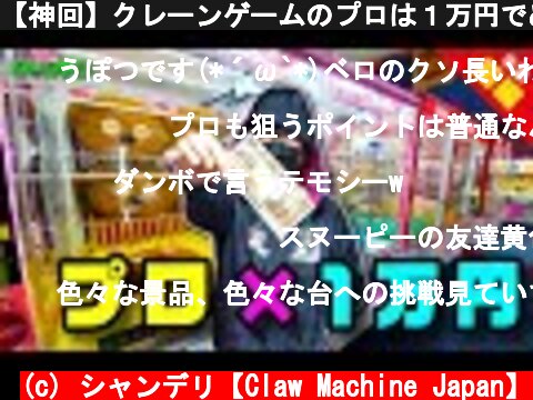 【神回】クレーンゲームのプロは１万円でぬいぐるみ何体ゲットできる？【前編】  (c) シャンデリ【Claw Machine Japan】