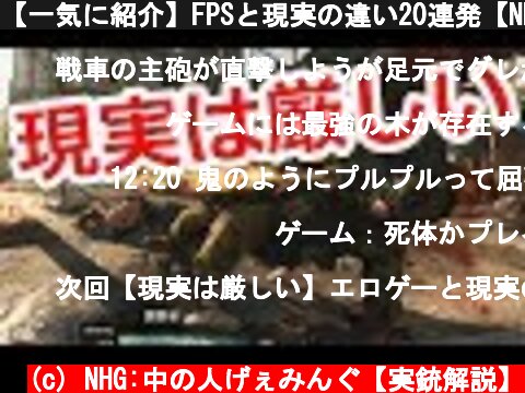 【一気に紹介】FPSと現実の違い20連発【NHG】  (c) NHG:中の人げぇみんぐ【実銃解説】