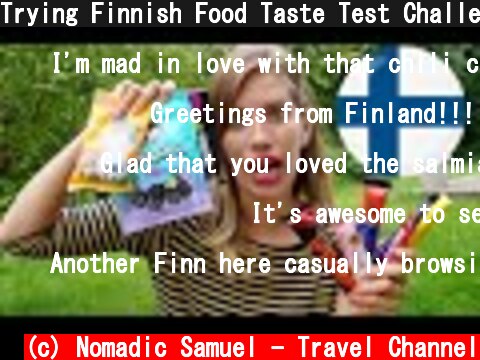 Trying Finnish Food Taste Test Challenge: (Finnish Salmiakki, Finnish Chocolate and Finnish Snacks)  (c) Nomadic Samuel - Travel Channel