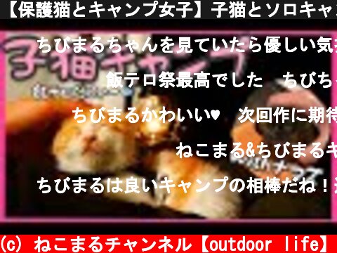 【保護猫とキャンプ女子】子猫とソロキャンプ❣️ 現地の食材で和食キャンプ飯！🍖【後編】  (c) ねこまるチャンネル【outdoor life】