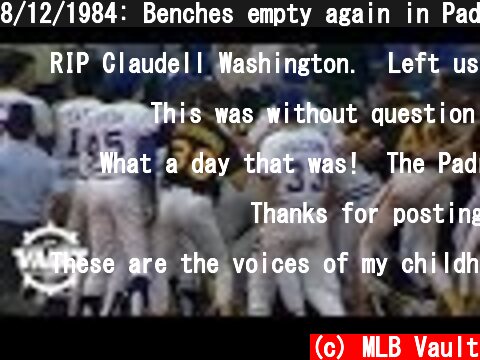 8/12/1984: Benches empty again in Padres-Braves 9th  (c) MLB Vault