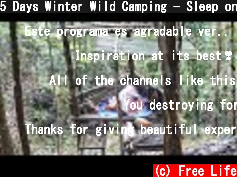 5 Days Winter Wild Camping - Sleep on the tree - Live in days of inclement weather (Full-video)  (c) Free Life