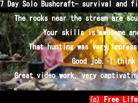 7 Day Solo Bushcraft- survival and find food, food from nature | Free Life  (c) Free Life