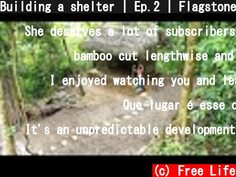 Building a shelter | Ep.2 | Flagstone Walkway, Reworked the floor & made the wall out of bamboo  (c) Free Life