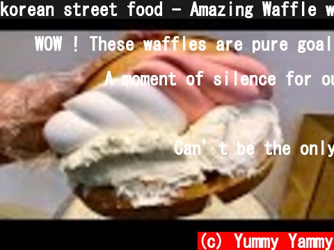 korean street food - Amazing Waffle with whipped cream cheese  (c) Yummy Yammy