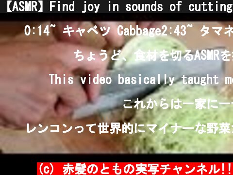 【ASMR】Find joy in sounds of cutting vegetables.野菜の音を聴く【赤髪のとも】  (c) 赤髪のともの実写チャンネル!!