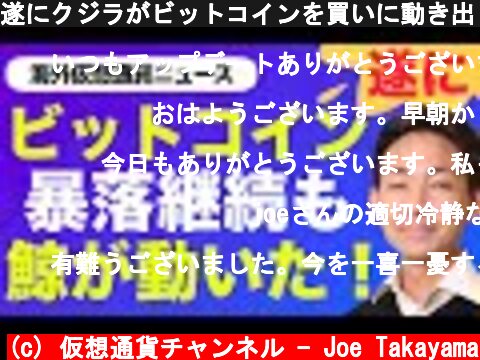 遂にクジラがビットコインを買いに動き出した！今後の動きに注目が集まる！  (c) 仮想通貨チャンネル - Joe Takayama