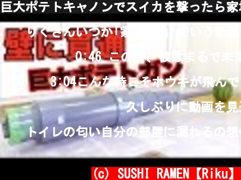 巨大ポテトキャノンでスイカを撃ったら家壊れた【衝撃映像】  (c) SUSHI RAMEN【Riku】