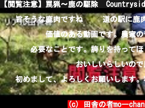 【閲覧注意】罠猟～鹿の駆除  Countryside in japan【田舎暮らし】  (c) 田舎の者moーchan