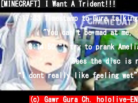 [MINECRAFT] I Want A Trident!!!  (c) Gawr Gura Ch. hololive-EN